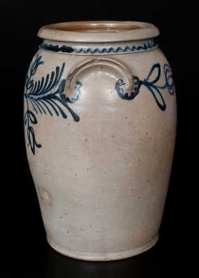 Fine B. C. MILBURN / ALEXA., Alexandria, VA Stoneware Jar w/ Slip-Trailed Floral Decoration