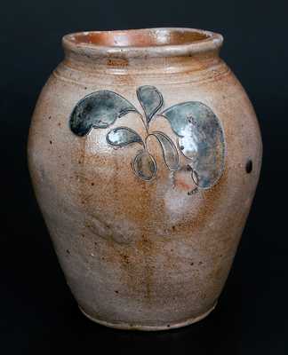 Extremely Rare J. REMMEY / NEW YORK Ovoid Stoneware Jar w/ Impressed Leaves