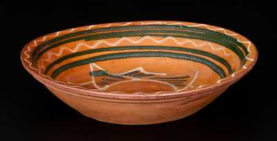 Exceptional Snow Hill Nunnery Redware Bowl, att. John Bell, Waynesboro, PA