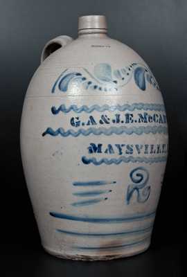 Rare Stoneware Jug Stenciled G.A. & J.E. McCARTHEY / MAYSVILLE, KY w/ Profuse Cobalt Decoration, Greensboro, PA, origin