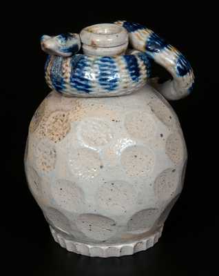 Very Rare Anna Pottery Salt-Glazed Stoneware Snake Jug, 1885