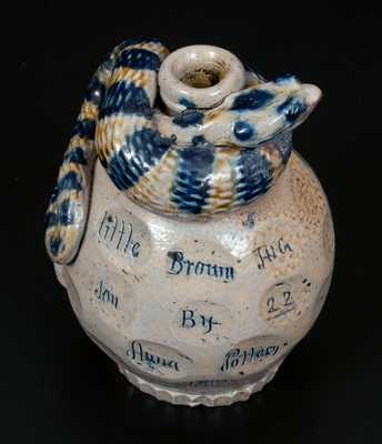Very Rare Anna Pottery Salt-Glazed Stoneware Snake Jug, 1885