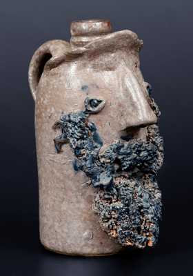 Exceedingly Rare Salt-Glazed Stoneware Face Vessel, Virginia origin