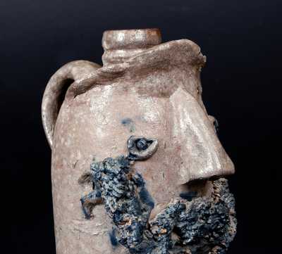 Exceedingly Rare Salt-Glazed Stoneware Face Vessel, Virginia origin