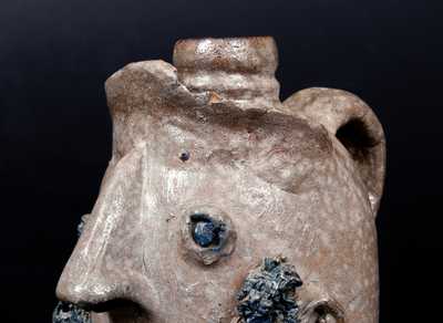 Exceedingly Rare Salt-Glazed Stoneware Face Vessel, Virginia origin