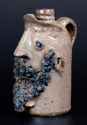 Exceedingly Rare Salt-Glazed Stoneware Face Vessel, Virginia origin