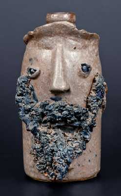 Exceedingly Rare Salt-Glazed Stoneware Face Vessel, Virginia origin