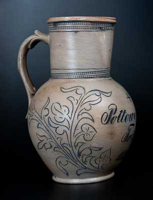 Rare NJ Stoneware Pitcher Inscribed 