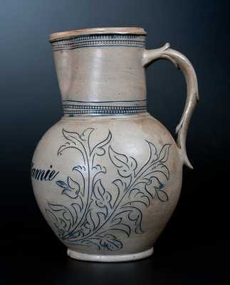 Rare NJ Stoneware Pitcher Inscribed 