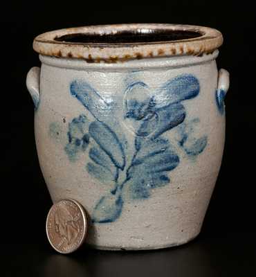 Miniature Stoneware Crock with Floral Decoration, Pennsylvania, possibly Pfaltzgraff
