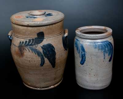 Lot of Two: Remmey Stoneware Lidded Jar, Baltimore Stoneware Jar