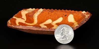 Miniature Pennsylvania Redware Loaf Dish with Yellow Slip Decoration