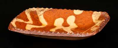 Miniature Pennsylvania Redware Loaf Dish with Yellow Slip Decoration