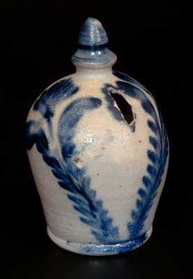 Rare Stoneware Bank with Profuse Cobalt Floral Decoration, Richard Remmey, circa 1870