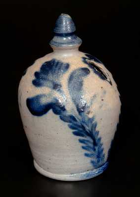 Rare Stoneware Bank with Profuse Cobalt Floral Decoration, Richard Remmey, circa 1870