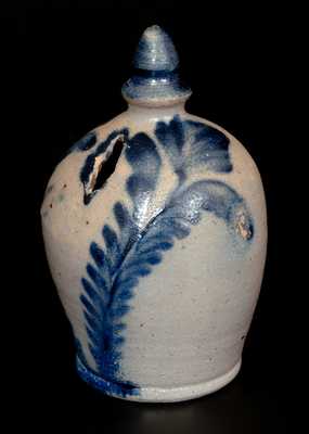 Rare Stoneware Bank with Profuse Cobalt Floral Decoration, Richard Remmey, circa 1870