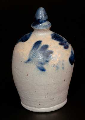 Rare Stoneware Bank with Profuse Cobalt Floral Decoration, Richard Remmey, circa 1870