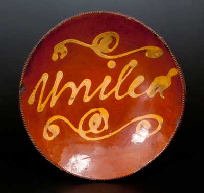 Norwalk, CT Redware Plate w/ "United" Inscription