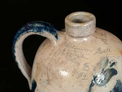 Extremely Rare Upton M. Bell / Waynesboro / May 21, 1862 JOHN BELL Celadon-Glazed Stoneware Jug