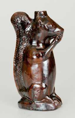 Moravian Redware Squirrel Bottle, Rudolph Christ, Salem, NC, early 19th century