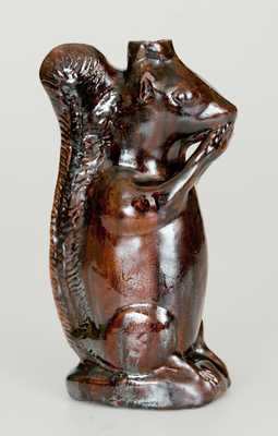 Moravian Redware Pottery Squirrel Bottle, Rudolph Christ, Salem, NC, c1804-29