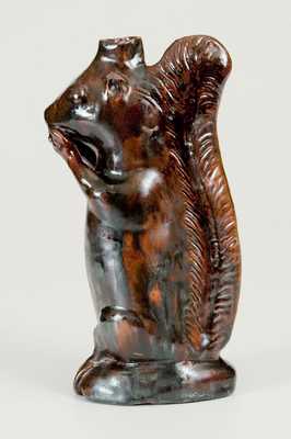 Moravian Redware Squirrel Bottle, Rudolph Christ, Salem, NC, early 19th century