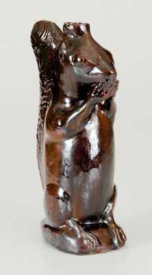 Moravian Redware Squirrel Bottle, Rudolph Christ, Salem, NC, early 19th century