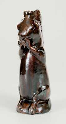 Moravian Redware Squirrel Bottle, Rudolph Christ, Salem, NC, early 19th century