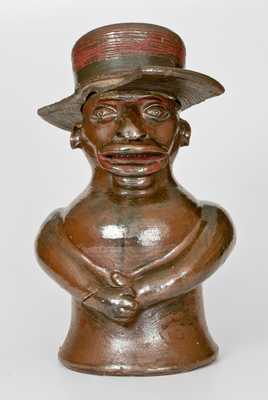 Extremely Important Southern Stoneware African-American Preacher Face Vessel, Rock Mills, Alabama