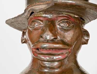 Extremely Important Southern Stoneware African-American Preacher Face Vessel, Rock Mills, Alabama