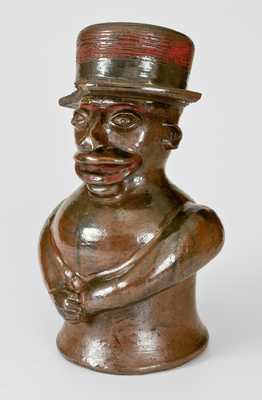 Extremely Important Southern Stoneware African-American Preacher Face Vessel, Rock Mills, Alabama