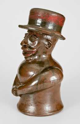 Extremely Important Southern Stoneware African-American Preacher Face Vessel, Rock Mills, Alabama