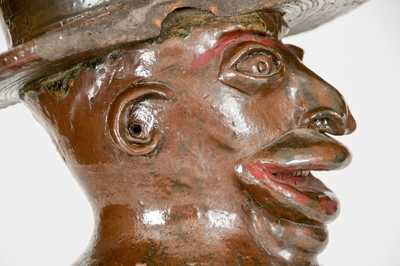 Extremely Important Southern Stoneware African-American Preacher Face Vessel, Rock Mills, Alabama