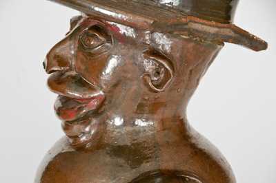 Extremely Important Southern Stoneware African-American Preacher Face Vessel, Rock Mills, Alabama