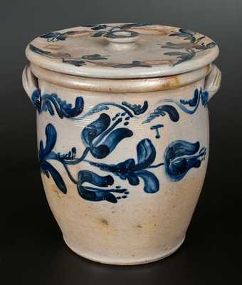 JOHN BELL / WAYNESBORO Heavily-Decorated Lidded Stoneware Crock