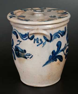 Important JOHN BELL / WAYNESBORO Stoneware Presentation Lidded Crock Dated 