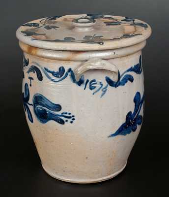 Important JOHN BELL / WAYNESBORO Stoneware Presentation Lidded Crock Dated 