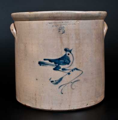 5 Gal. SEYMOUR & BOSWORTH / HARTFORD, CT Stoneware Bird Crock