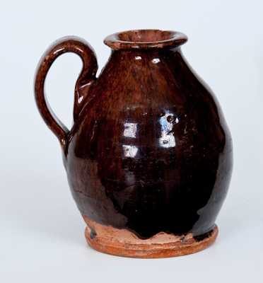 Diminutive Wide-Mouthed Redware Jug, New England origin, early to mid 19th century