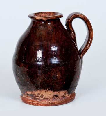 Diminutive Wide-Mouthed Redware Jug, New England origin, early to mid 19th century