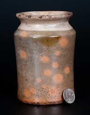 Small-Sized Galena, Illinois, Redware Jar with Dipped Slip Decoration