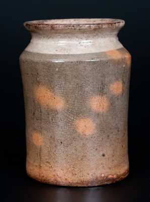 Small-Sized Galena, Illinois, Redware Jar with Dipped Slip Decoration