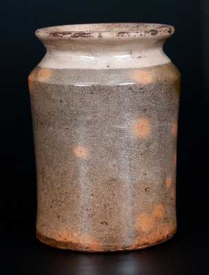 Small-Sized Galena, Illinois, Redware Jar with Dipped Slip Decoration