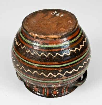 Extremely Rare Alamance County, NC Lidded Redware Sugar Jar, c1790-1810