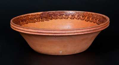 Rare J. BELL Manganese-Decorated Redware Bowl, John Bell, Waynesboro, PA, circa 1840