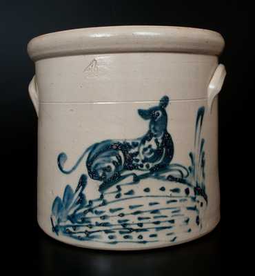 Four-Gallon Stoneware Dog Crock, att. Brady & Ryan, Ellenville, NY