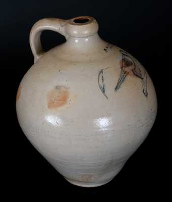 Rare H. & G. NASH. / UTICA Stoneware Jug with Incised Bird