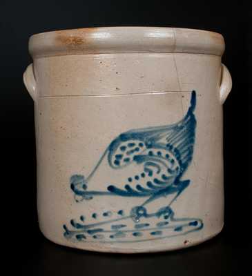 Stoneware Chicken-Pecking-Corn Crock, att. Brady & Ryan, Ellenville, NY, circa 1885