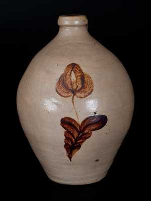 L. NORTON & SON, Bennington, VT Stoneware Jug w/ Ocher Tulip Decoration