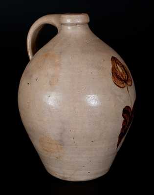  L. NORTON & SON, Bennington, VT Stoneware Jug w/ Ocher Tulip Decoration